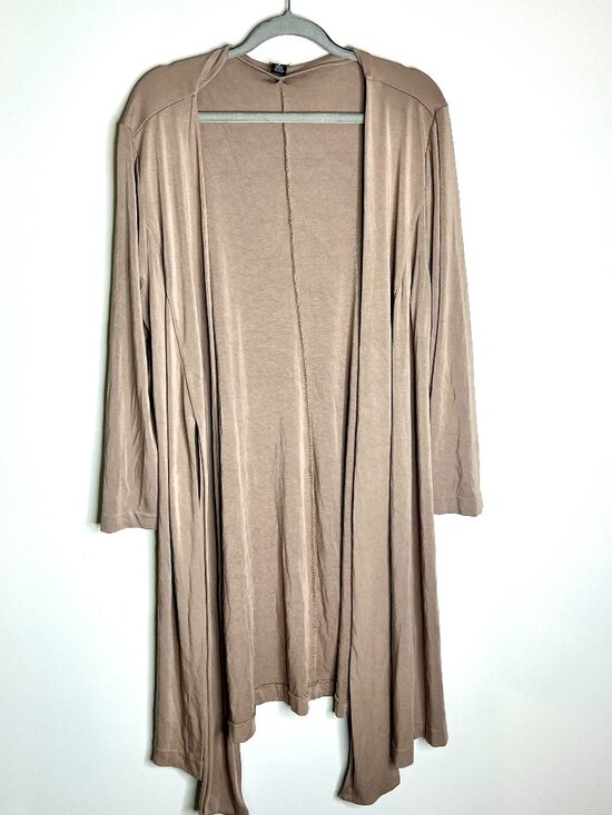 Chico's Sweaters - Black Label Chico's Taupe Oversized Waterfall Boho Flowy Open Front Cardigan XL